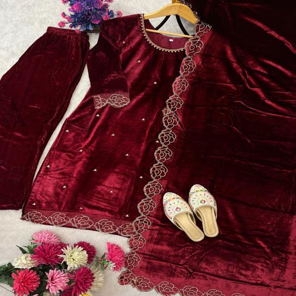 Velvet  kurta set